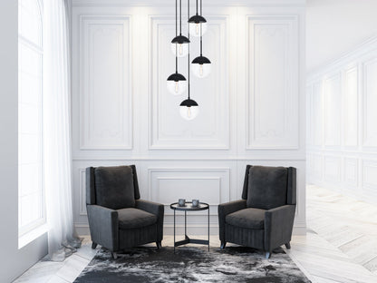 Eclipse 5 Lights Black Pendant With Clear Glass