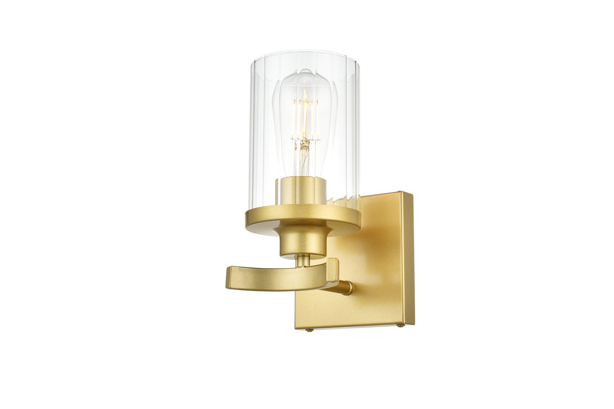 Saanvi 1 light Brass and Clear Bath Sconce
