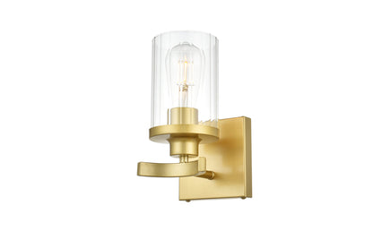 Saanvi 1 light Brass and Clear Bath Sconce
