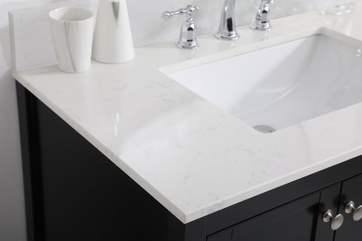 36 inch Single Bathroom Vanity in Black with Backsplash