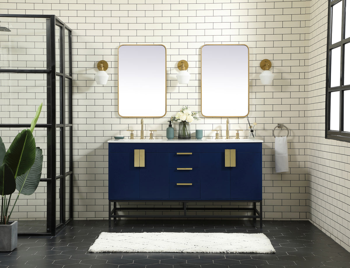 60 inch double bathroom vanity in blue