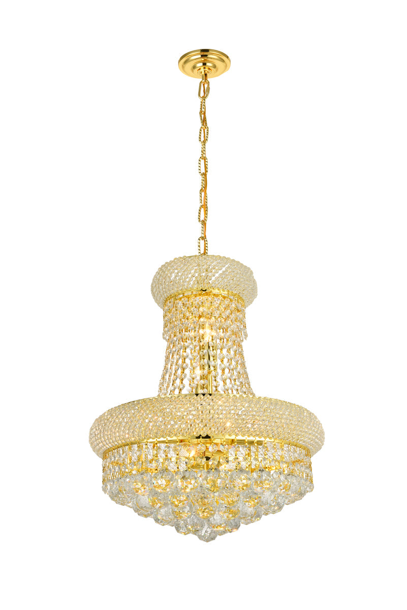 Primo 8 light Gold Pendant Clear Royal Cut Crystal