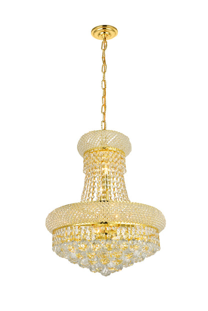 Primo 8 light Gold Pendant Clear Royal Cut Crystal