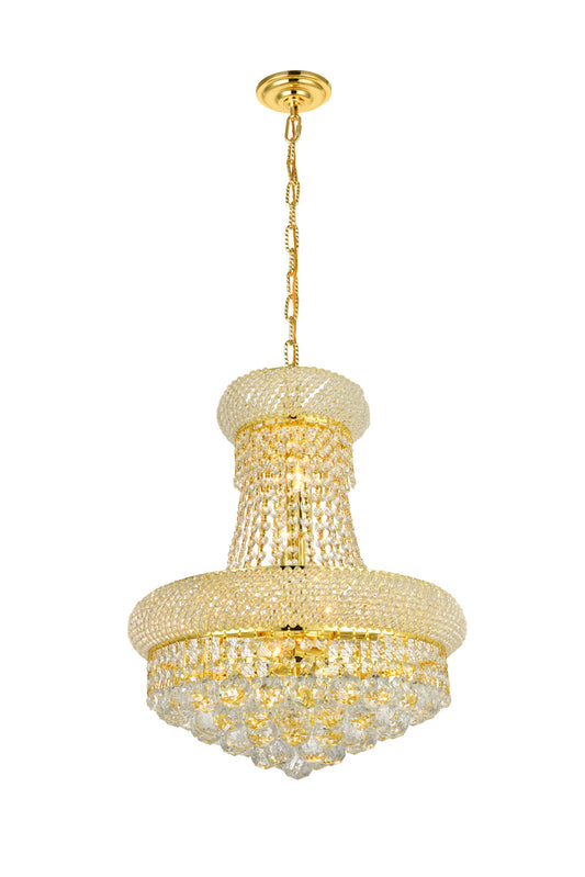 Primo 8 light Gold Pendant Clear Royal Cut Crystal