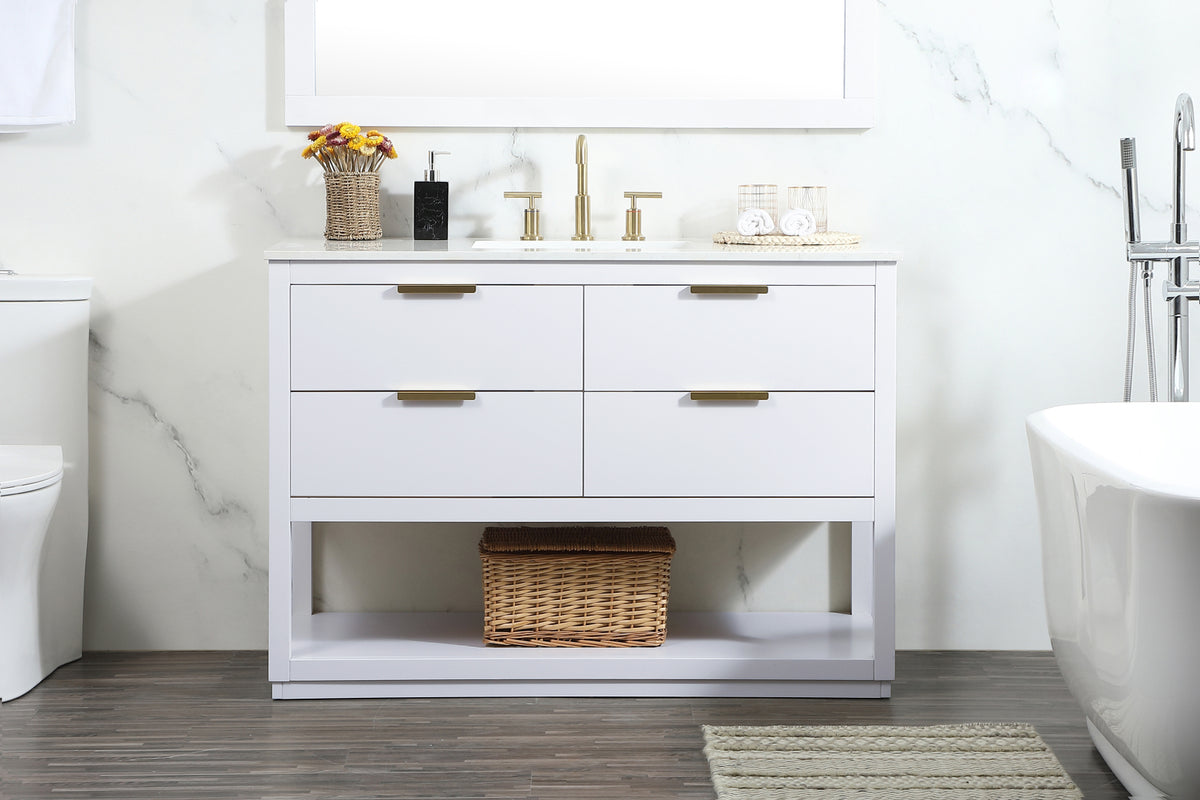 48 inch Single bathroom vanity in white