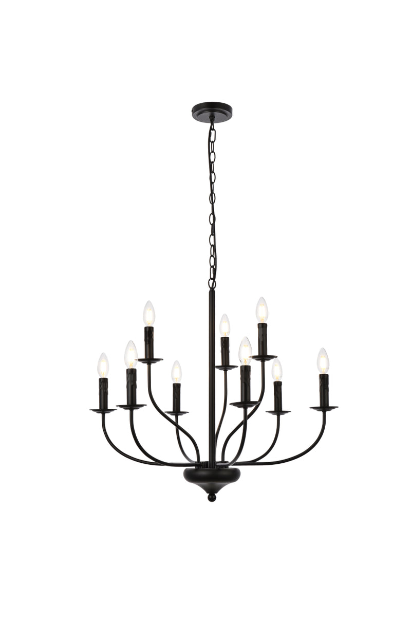 Westley 9 lights pendant in black