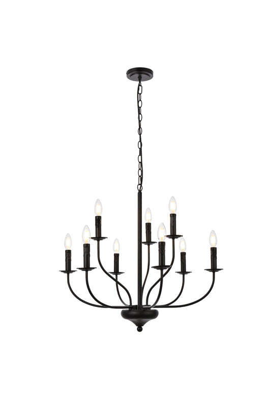 Westley 9 lights pendant in black