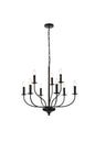 Westley 9 lights pendant in black