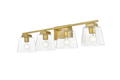 Merrick 4 light Brass and Clear Bath Sconce
