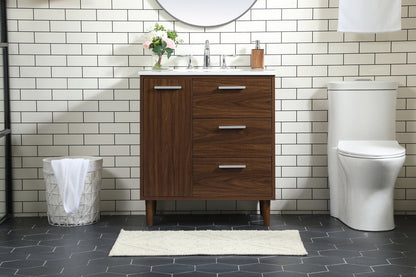 30 inch bathroom vanity in Walnut