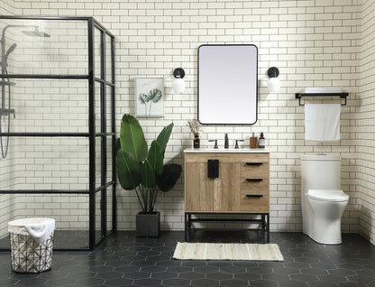 32 inch Single bathroom vanity in natural oak