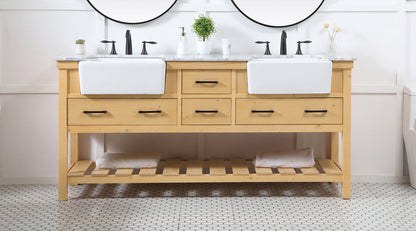 72 inch double bathroom vanity in natural wood