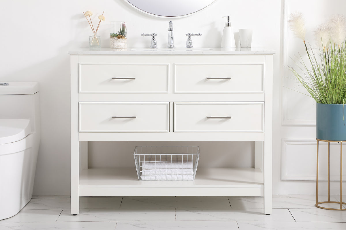 42 inch Single bathroom vanity in white