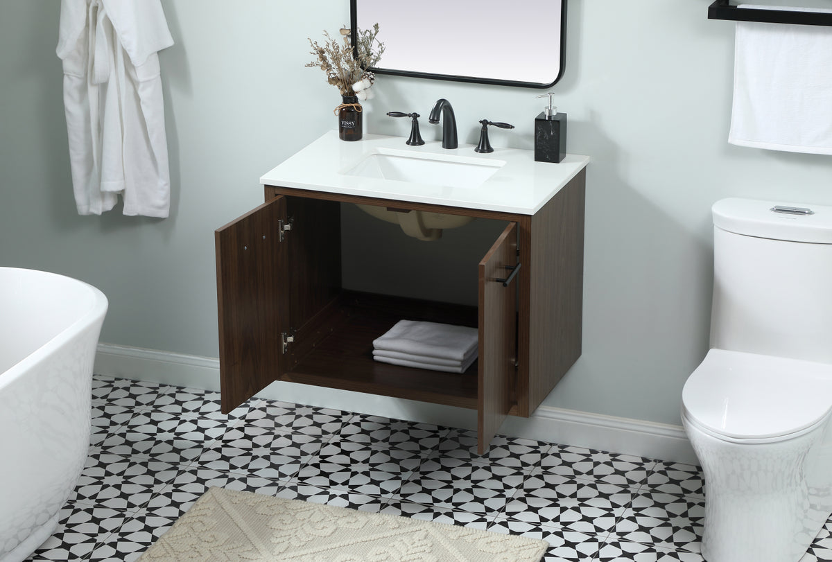 30 inch Single bathroom vanity in walnut