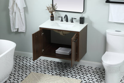 30 inch Single bathroom vanity in walnut