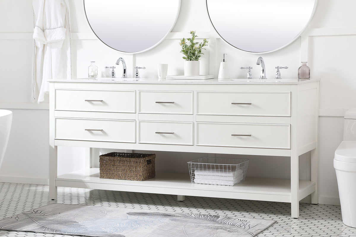 72 inch double bathroom vanity in white