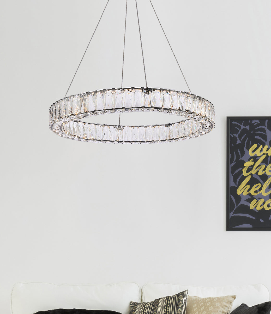 Monroe 26 inch LED round Single pendant in black