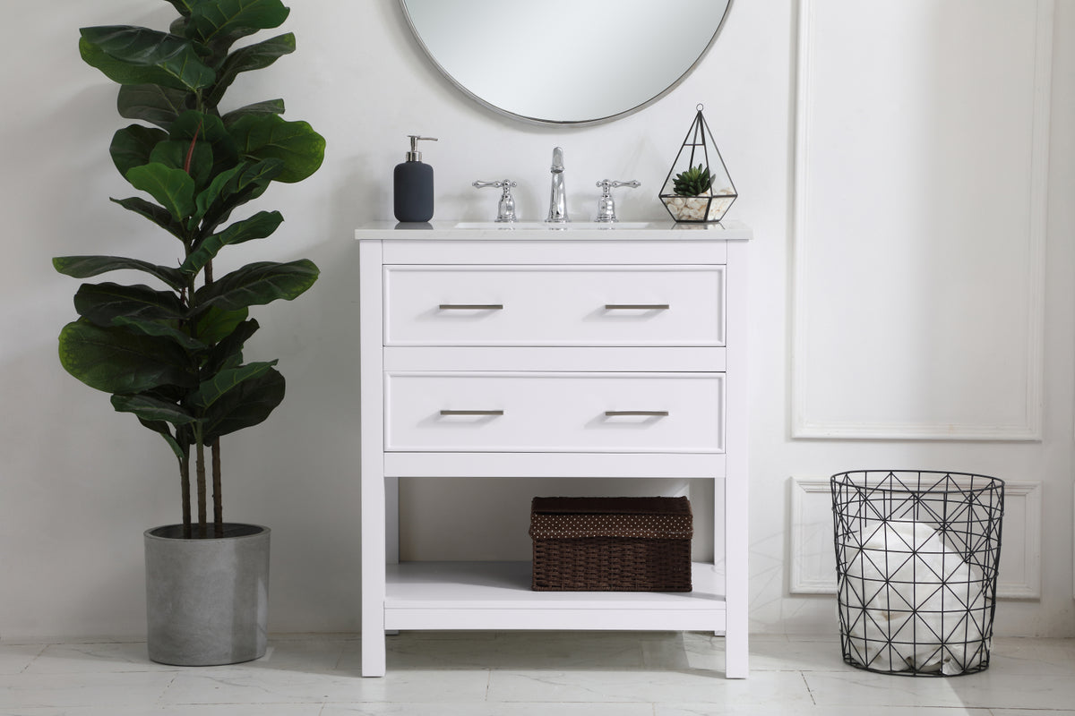 30 inch Single Bathroom Vanity in White
