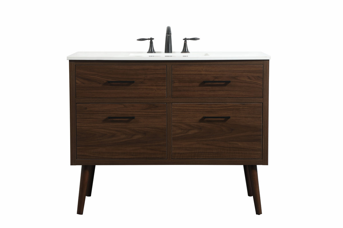 42 inch Single bathroom vanity in walnut
