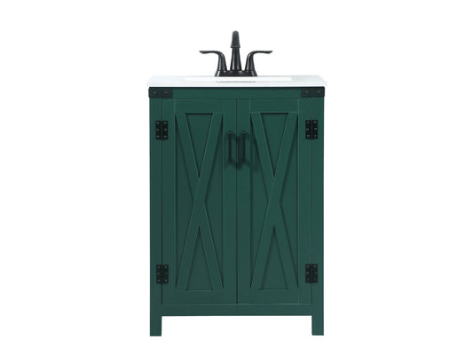 24 inch Single bathroom vanity in green