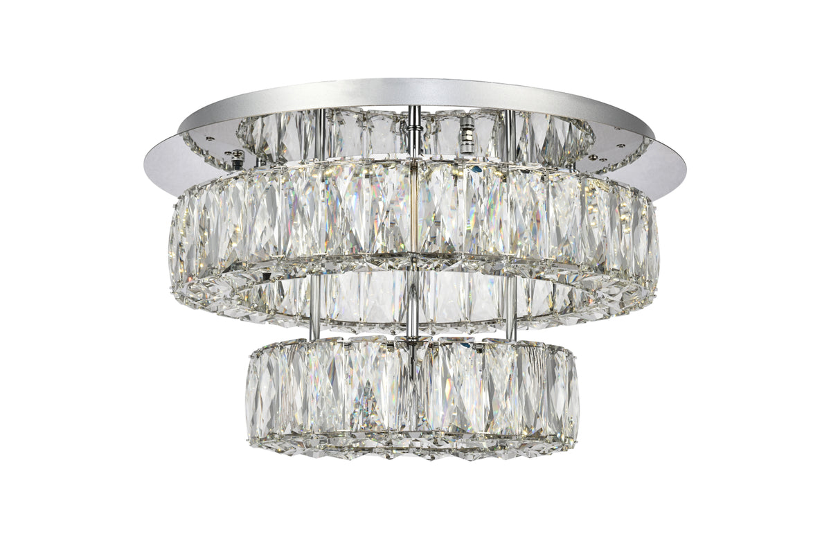 Monroe LED light Chrome Flush Mount Clear Royal Cut Crystal