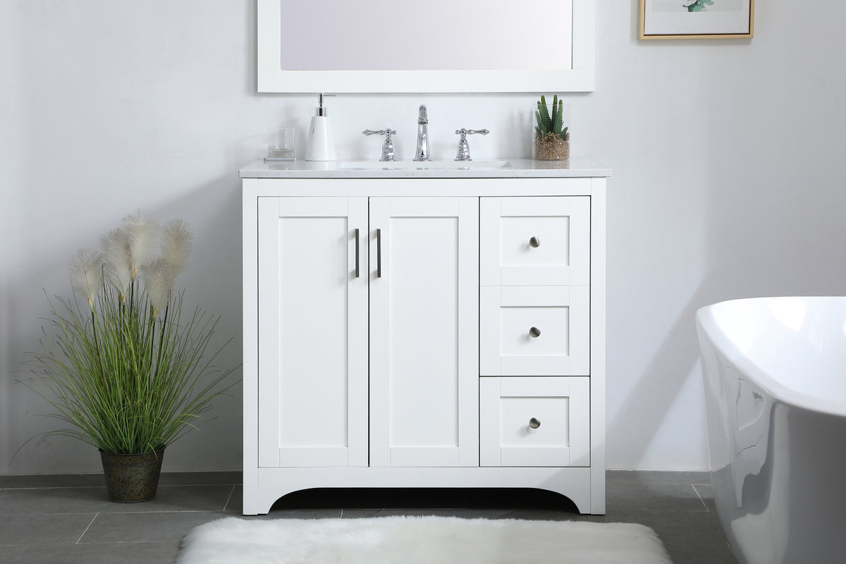 36 inch Single Bathroom Vanity in White