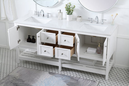 72 inch Double Bathroom Vanity in White