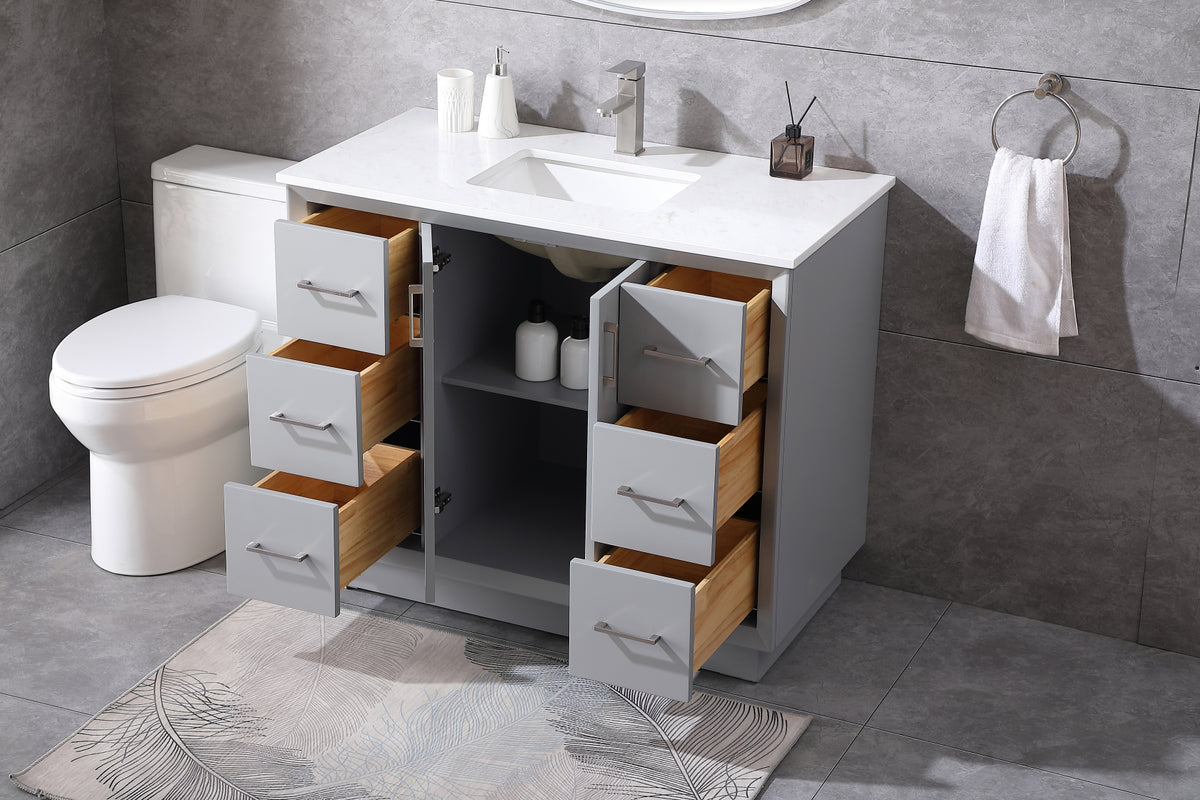 42 Inch SIngle Bathroom Vanity In Grey