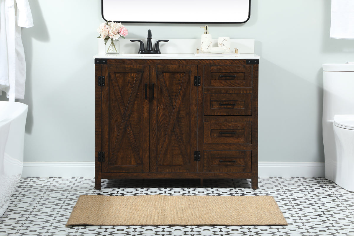 42 inch Single bathroom vanity in expresso with backsplash