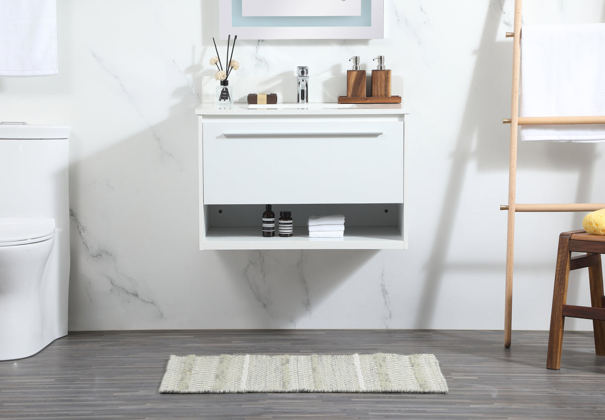 30 inch Single bathroom vanity in white with backsplash