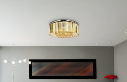 Sydney 10 light polished nickel Flush Mount Golden Teak (Smoky) Royal Cut Crystal