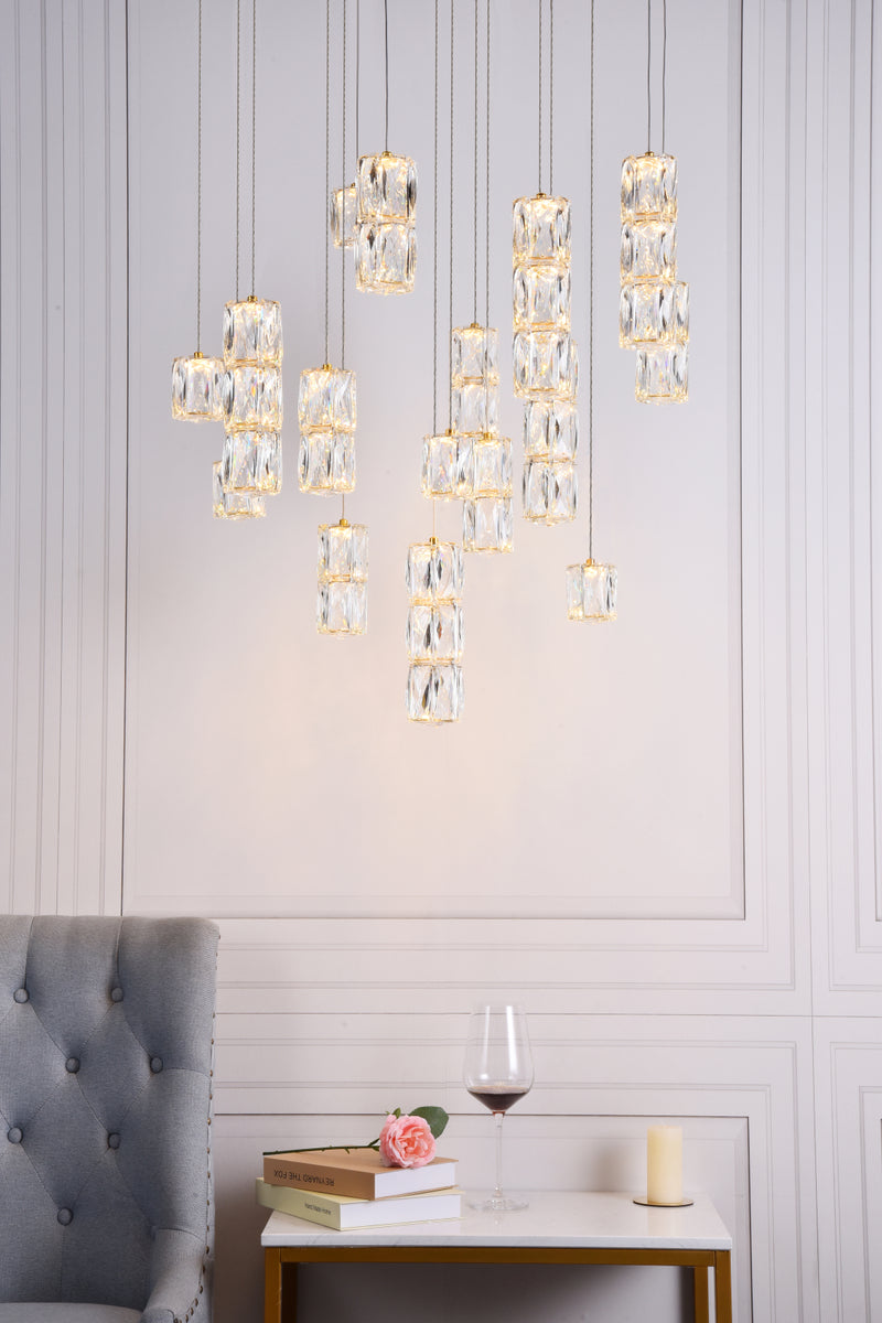 Polaris LED light Gold Pendant Clear Crystal