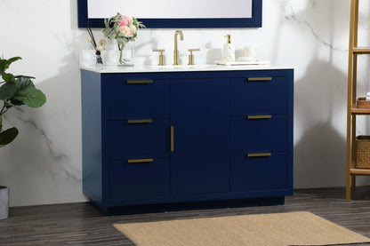 48 inch Single bathroom vanity in blue with backsplash