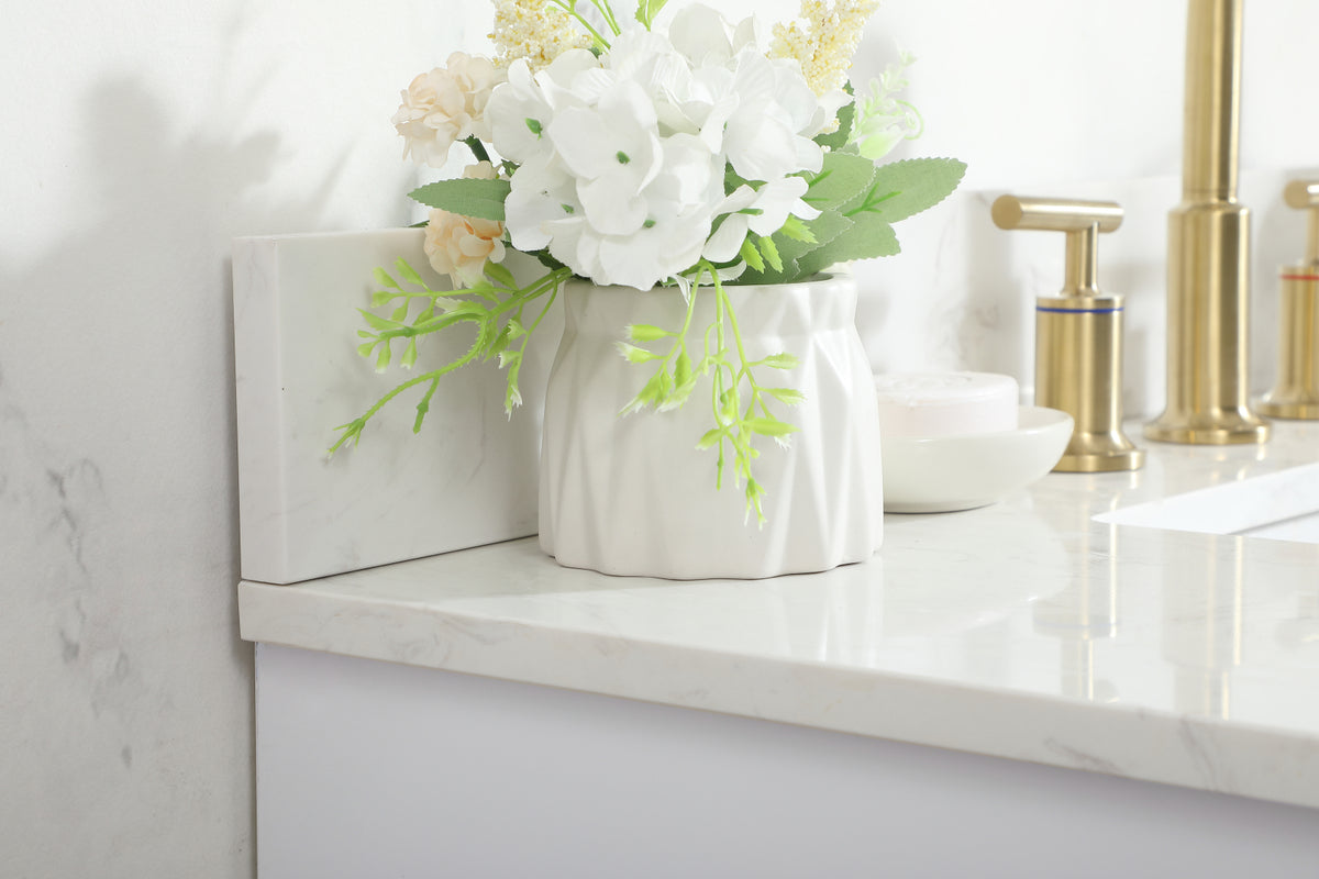 36 inch Single bathroom vanity in white with backsplash