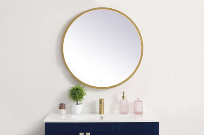 Pier 28 inch LED mirror with adjustable color temperature 3000K/4200K/6400K in brass