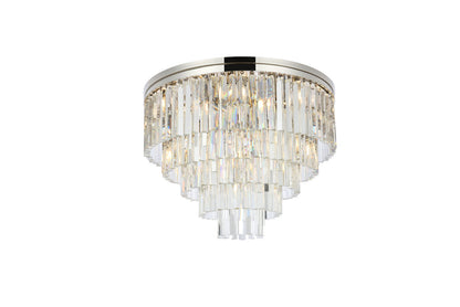 Sydney 17 light polished nickel Flush Mount Clear Royal Cut Crystal