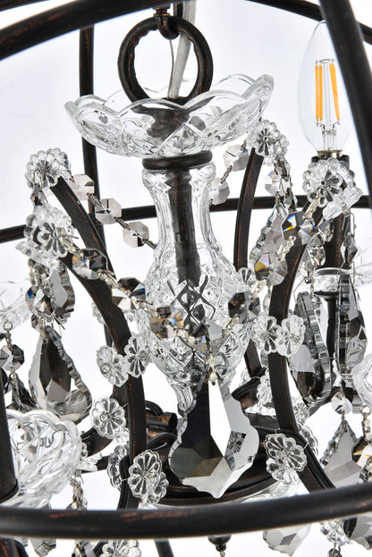 Geneva 4 light Dark Bronze Pendant Silver Shade (Grey) Royal Cut crystal