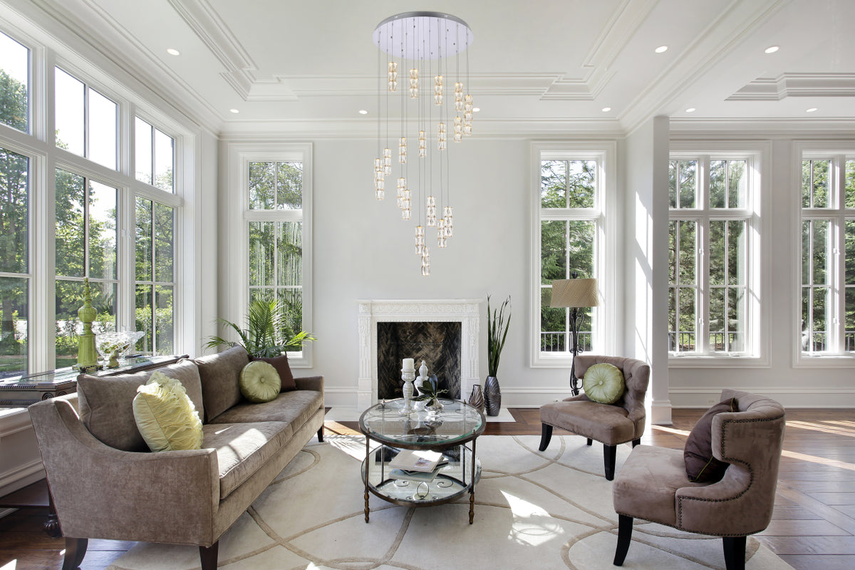 Polaris 38 inch LED chandelier in chrome