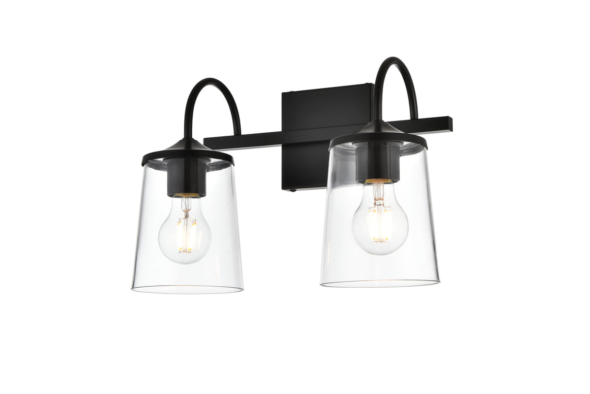 Avani 2 light Black and Clear Bath Sconce