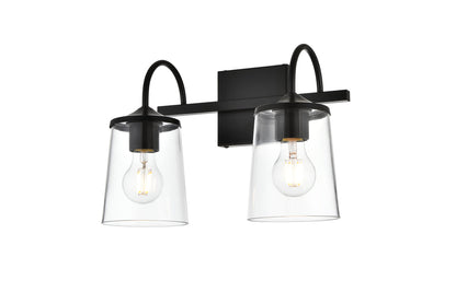 Avani 2 light Black and Clear Bath Sconce