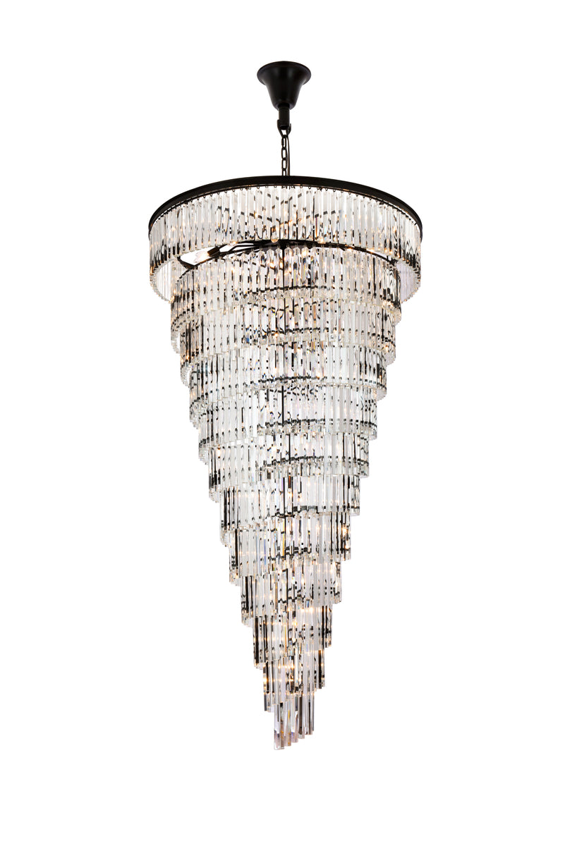 Sydney 48 inch spiral crystal chandelier in matte black