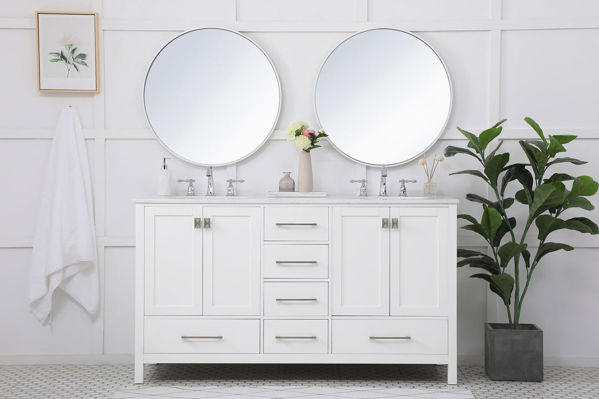 60 inch Double Bathroom Vanity in White