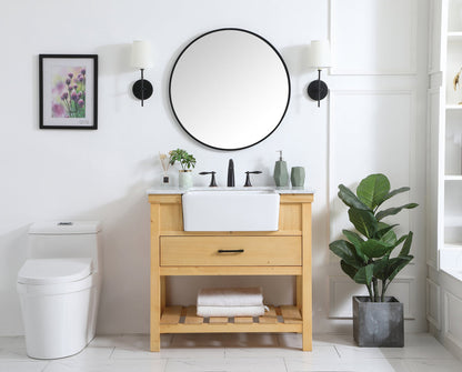 36 inch Single bathroom vanity in natural wood