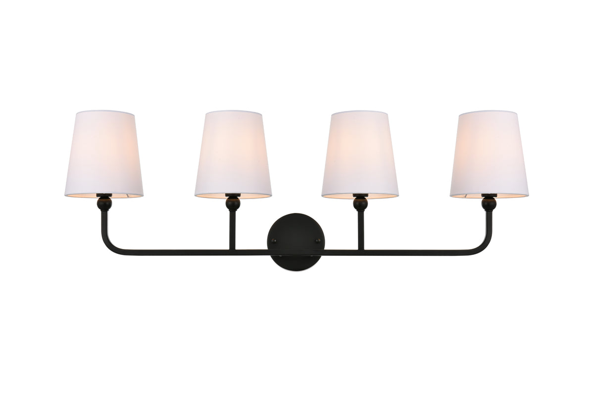 Colson 4 light Black and Clear Bath Sconce