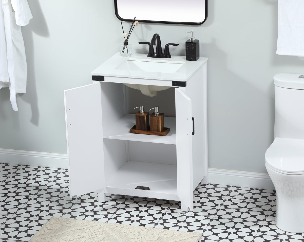 24 inch Single bathroom vanity in white