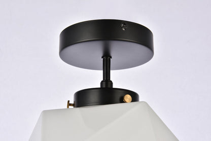 Lawrence 1 light black and white glass flush mount