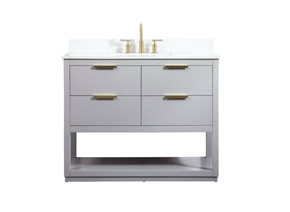 42 inch Single bathroom vanity in grey with backsplash