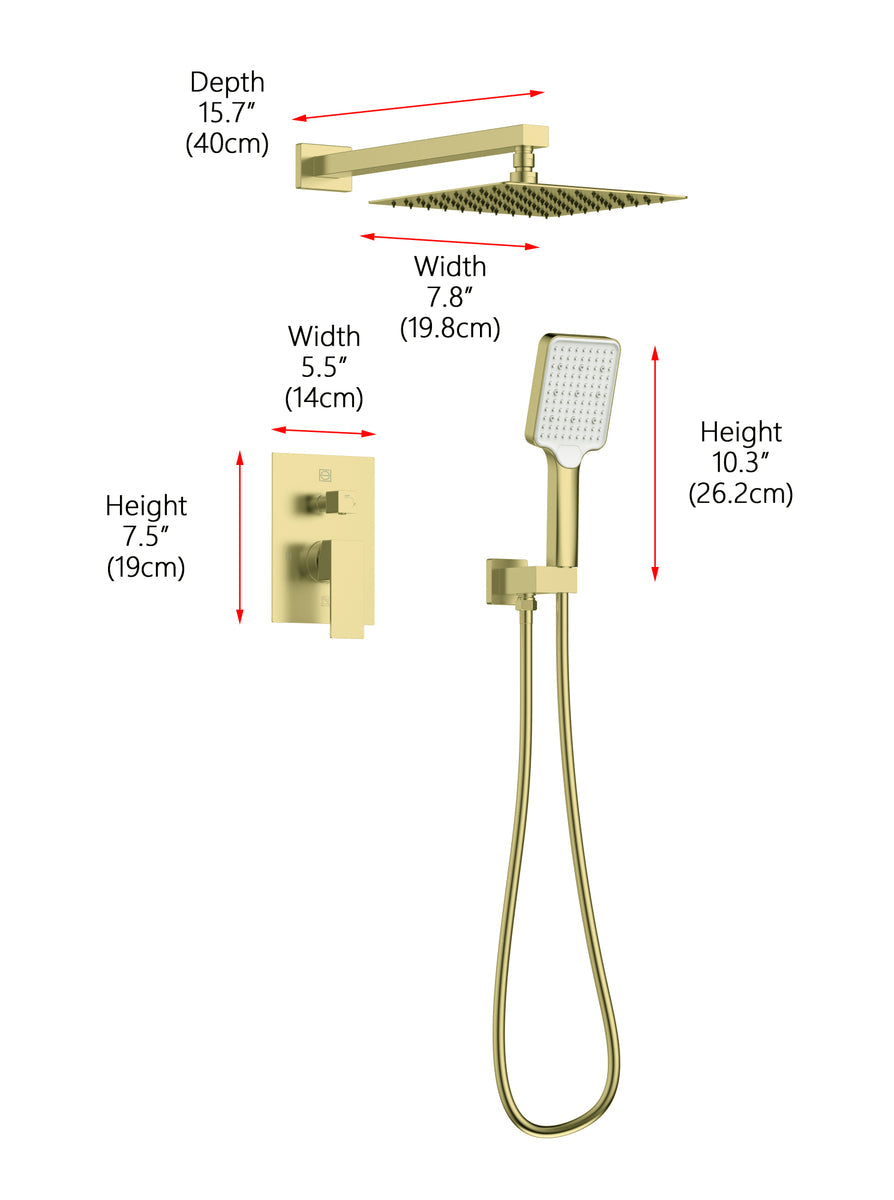 Petar Complete Shower Faucet System with Rough-in Valve in Brushed Gold