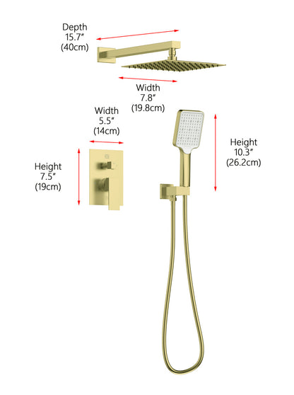 Petar Complete Shower Faucet System with Rough-in Valve in Brushed Gold