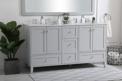 60 inch Double Bathroom Vanity in Grey